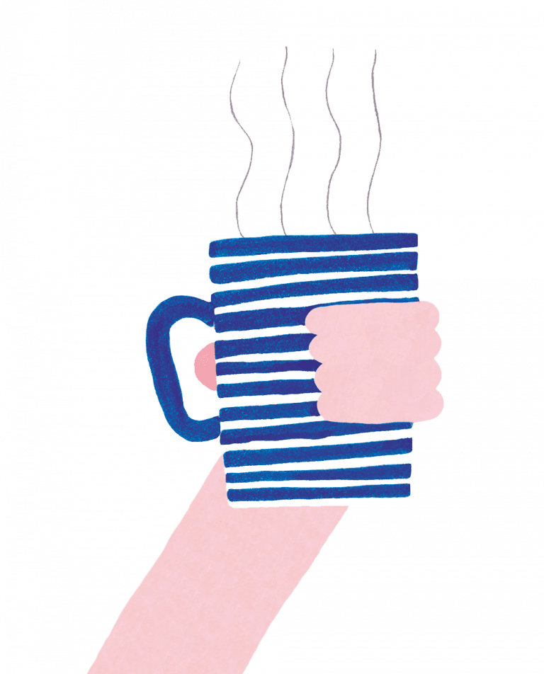 Blue mug of tea
