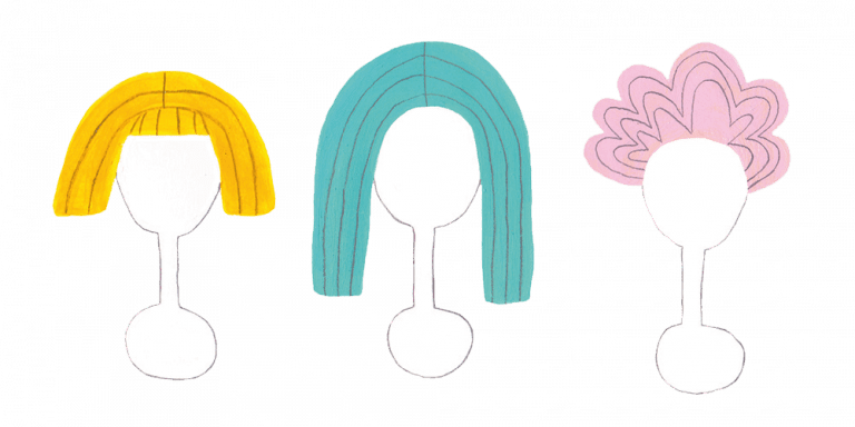 Drawing of wigs