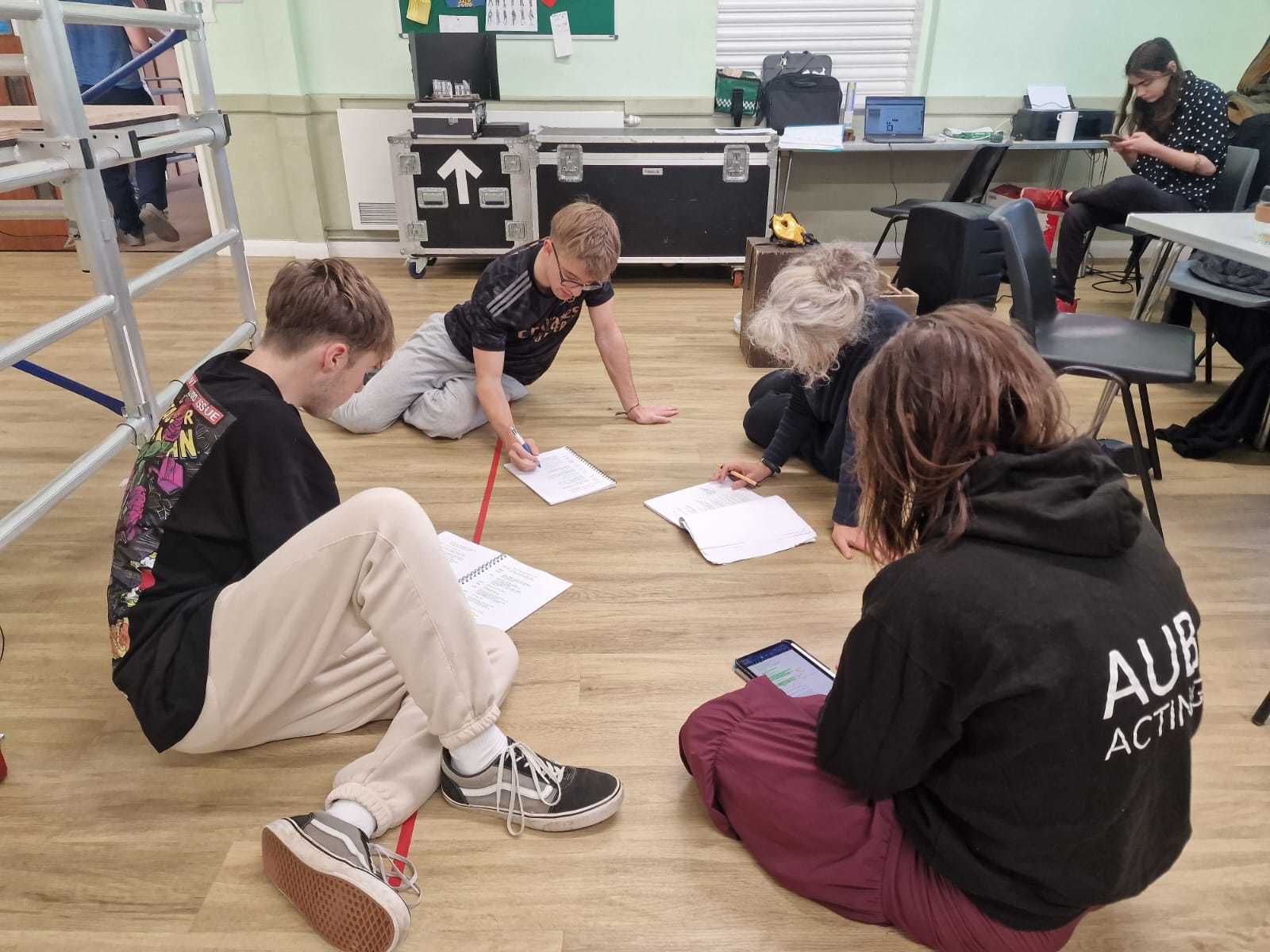 Actors rehearsing in the studio for AUB Productions' Romeo and Juliet.
