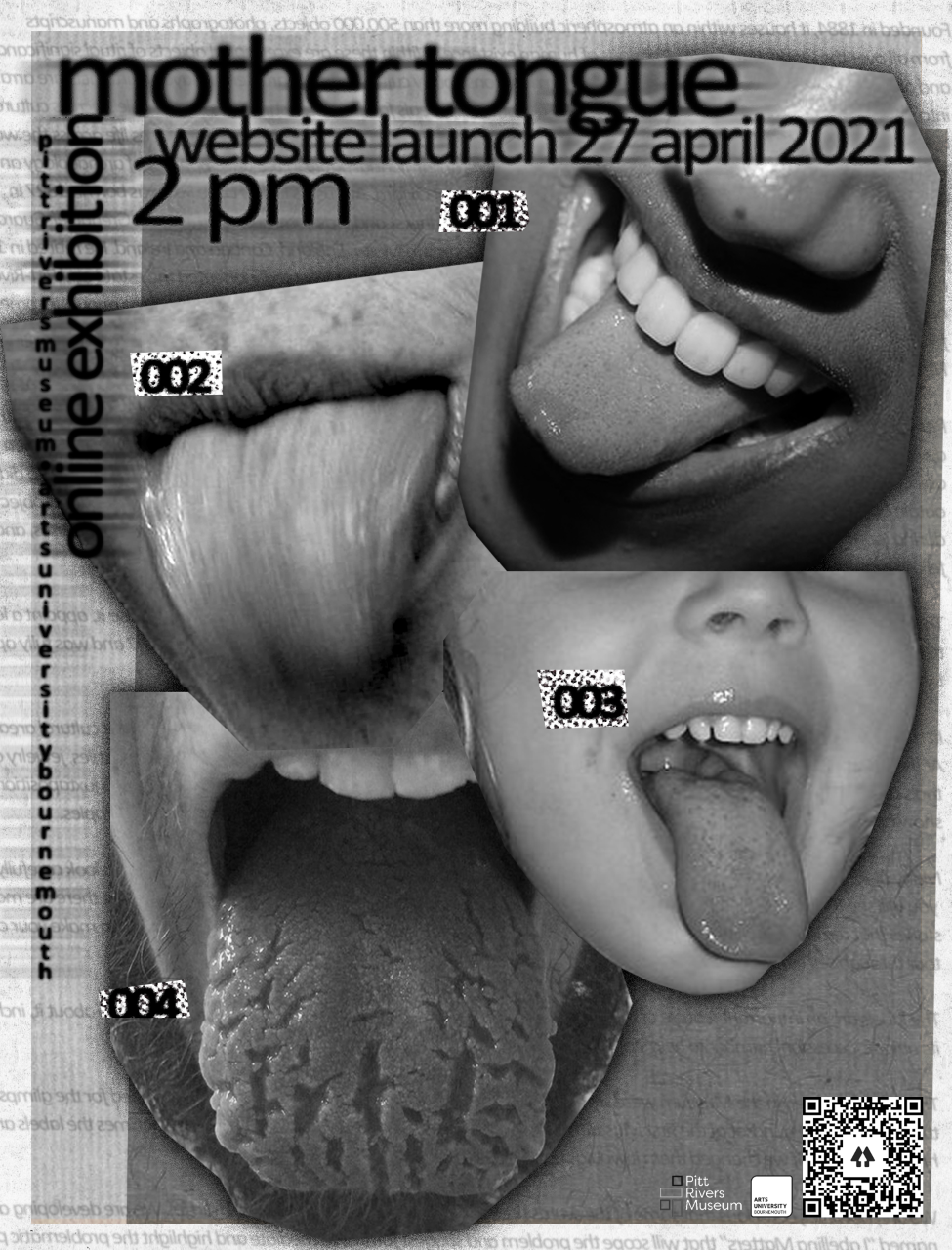 Poster showing the lower half of four people's faces with their tongues out.