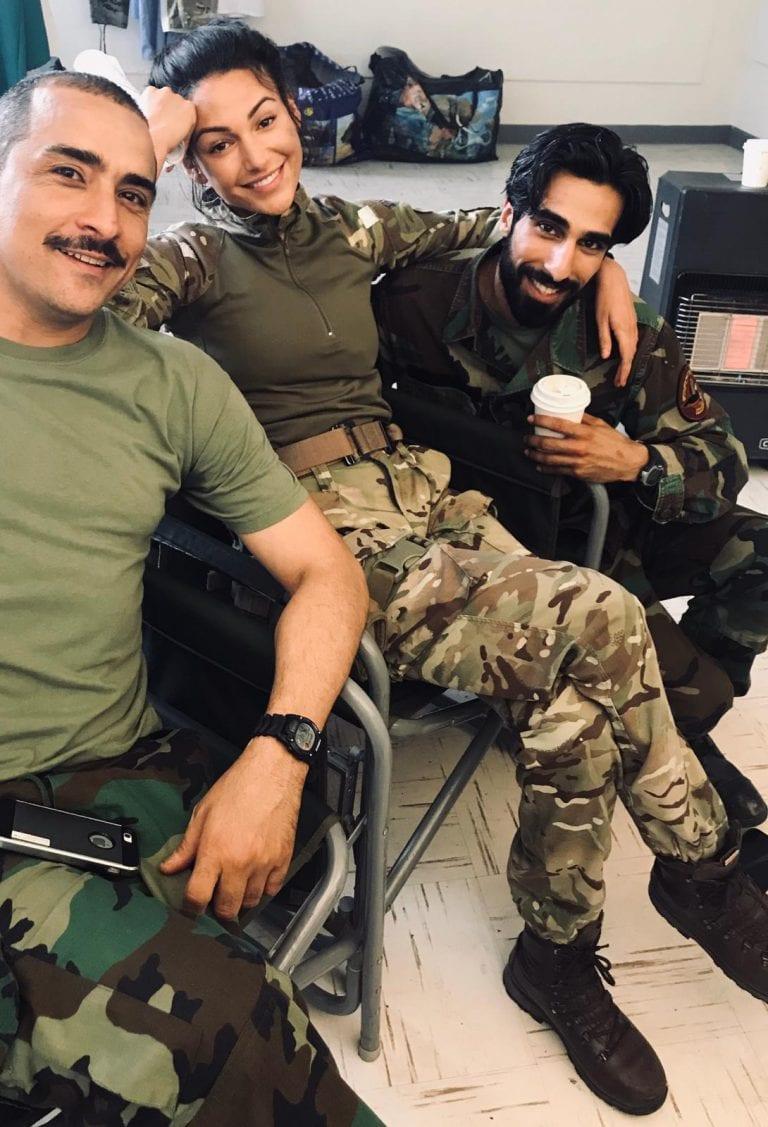 Michelle Keegan and cast on Our Girl