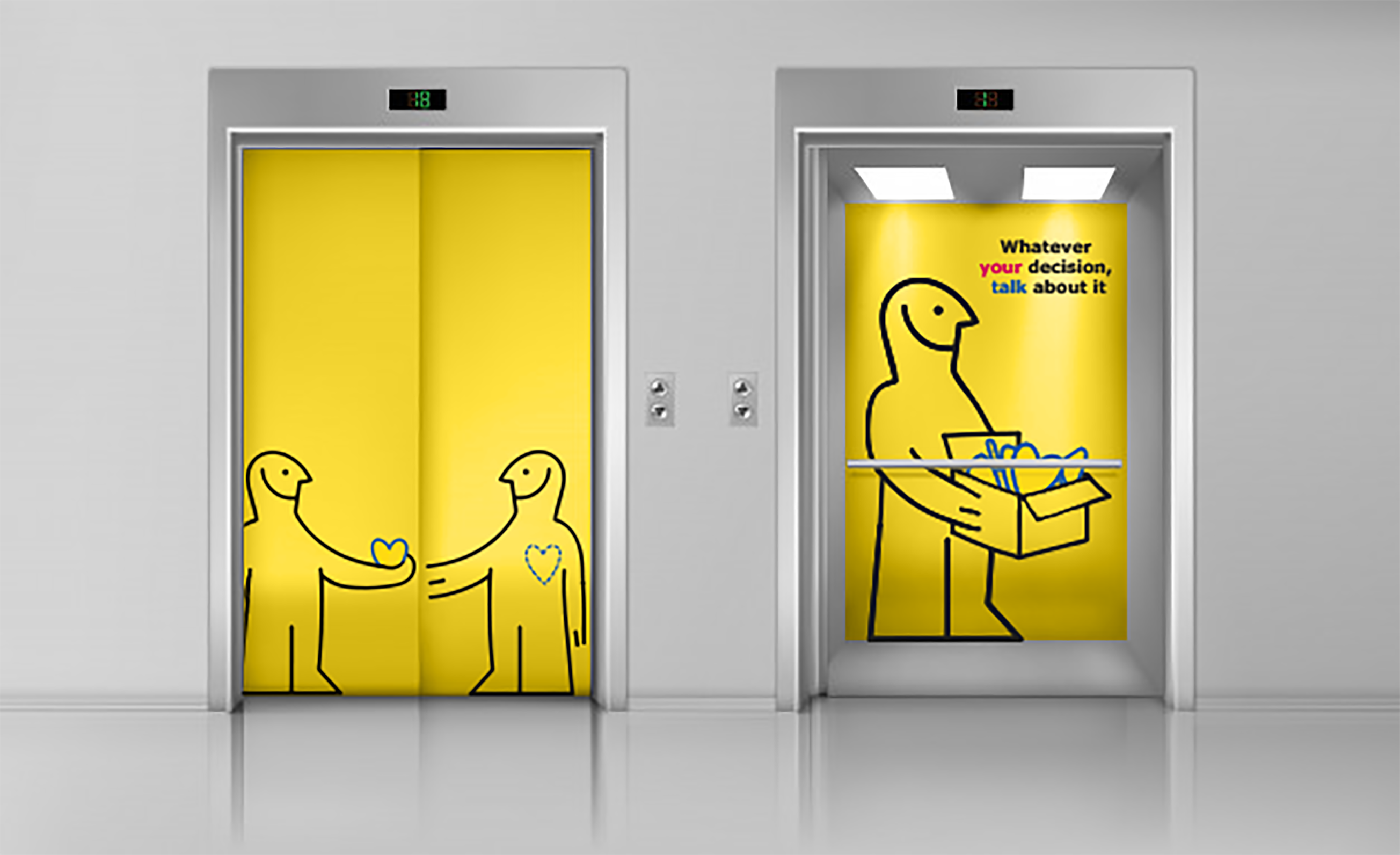 Graphics on lift door