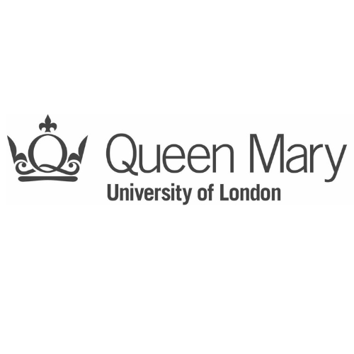 Queen Mary University of London logo with crown symbol and grey text on white background.