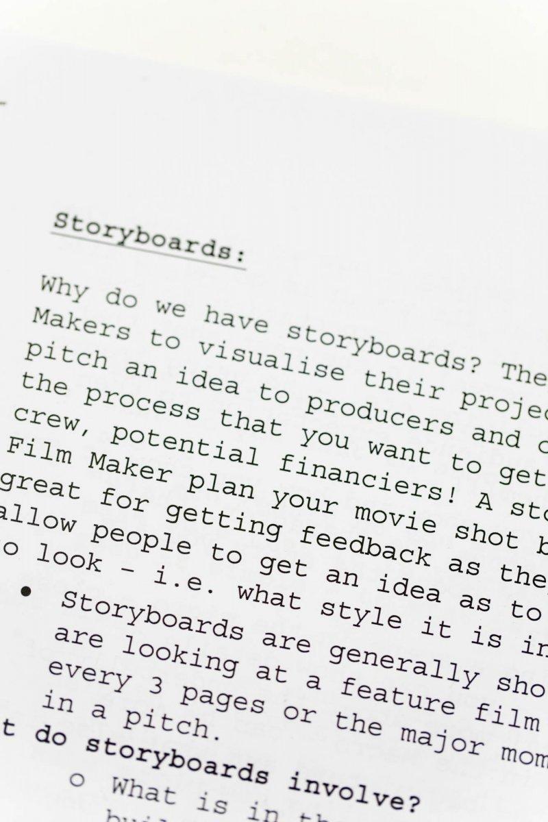 Close up of a script