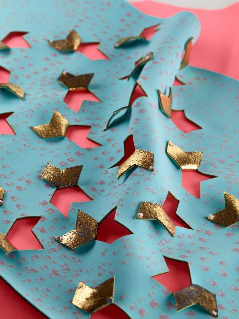 A close up of a layered fabric