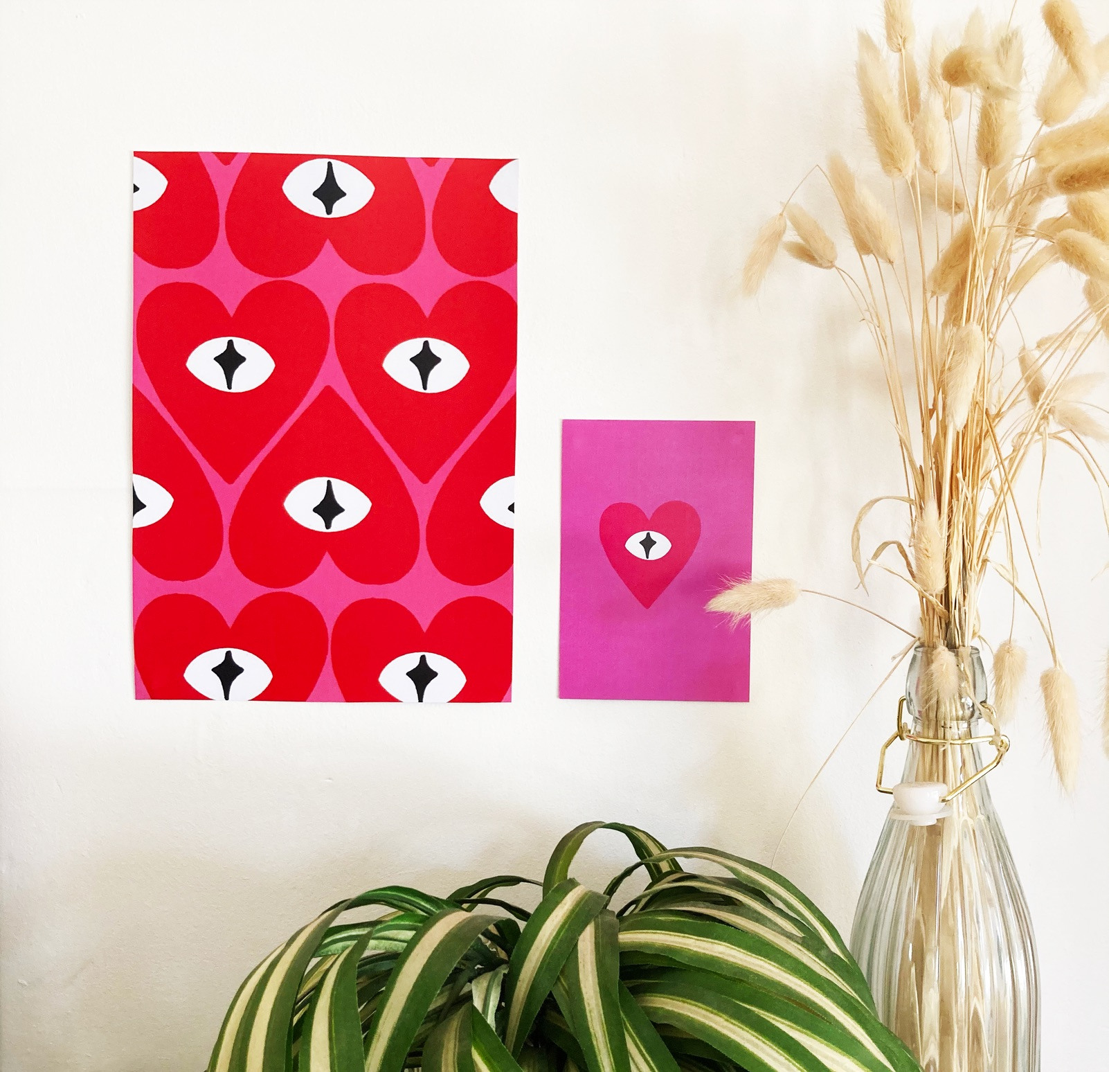 Abstract prints on a wall