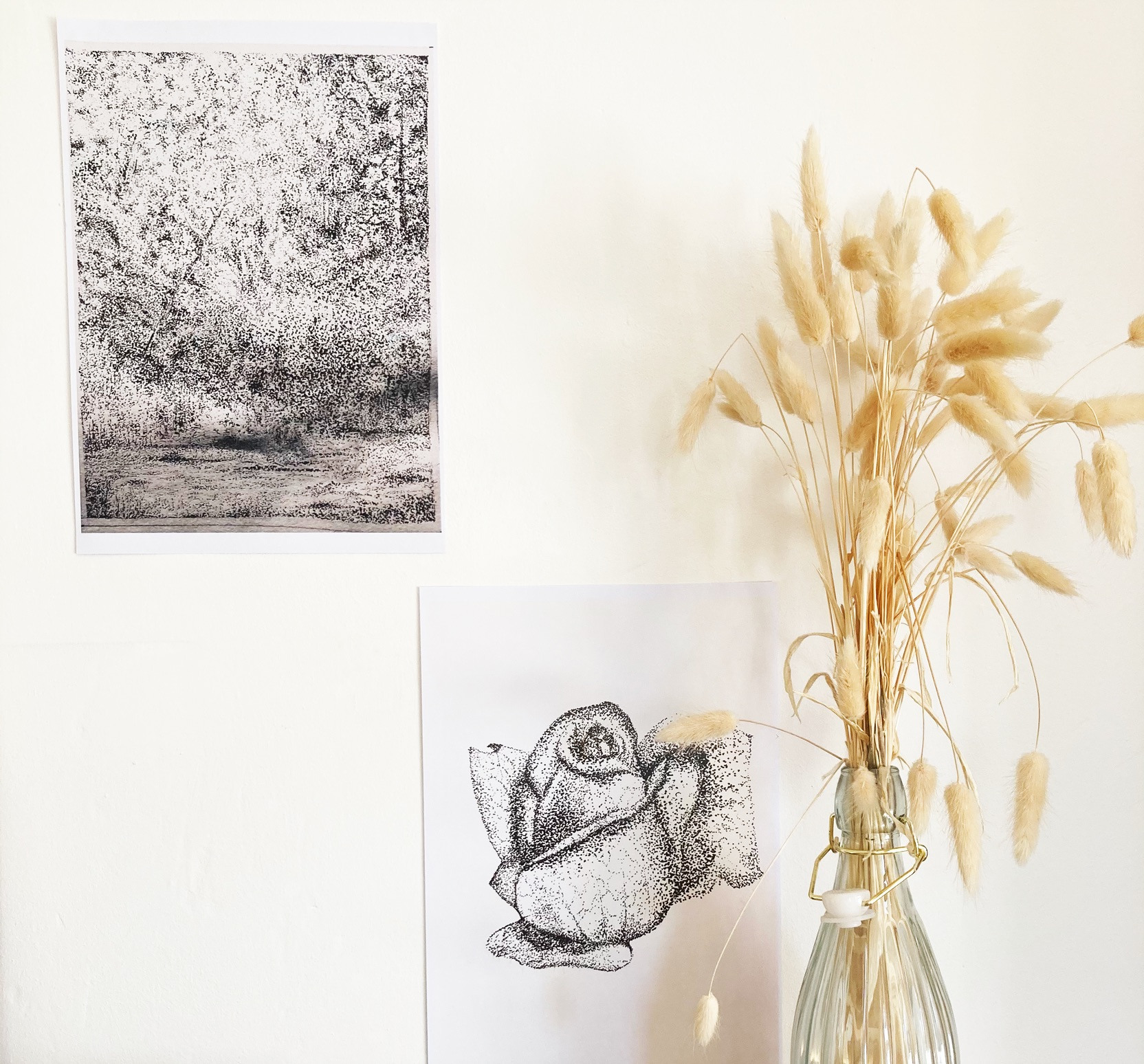 Abstract prints on a wall
