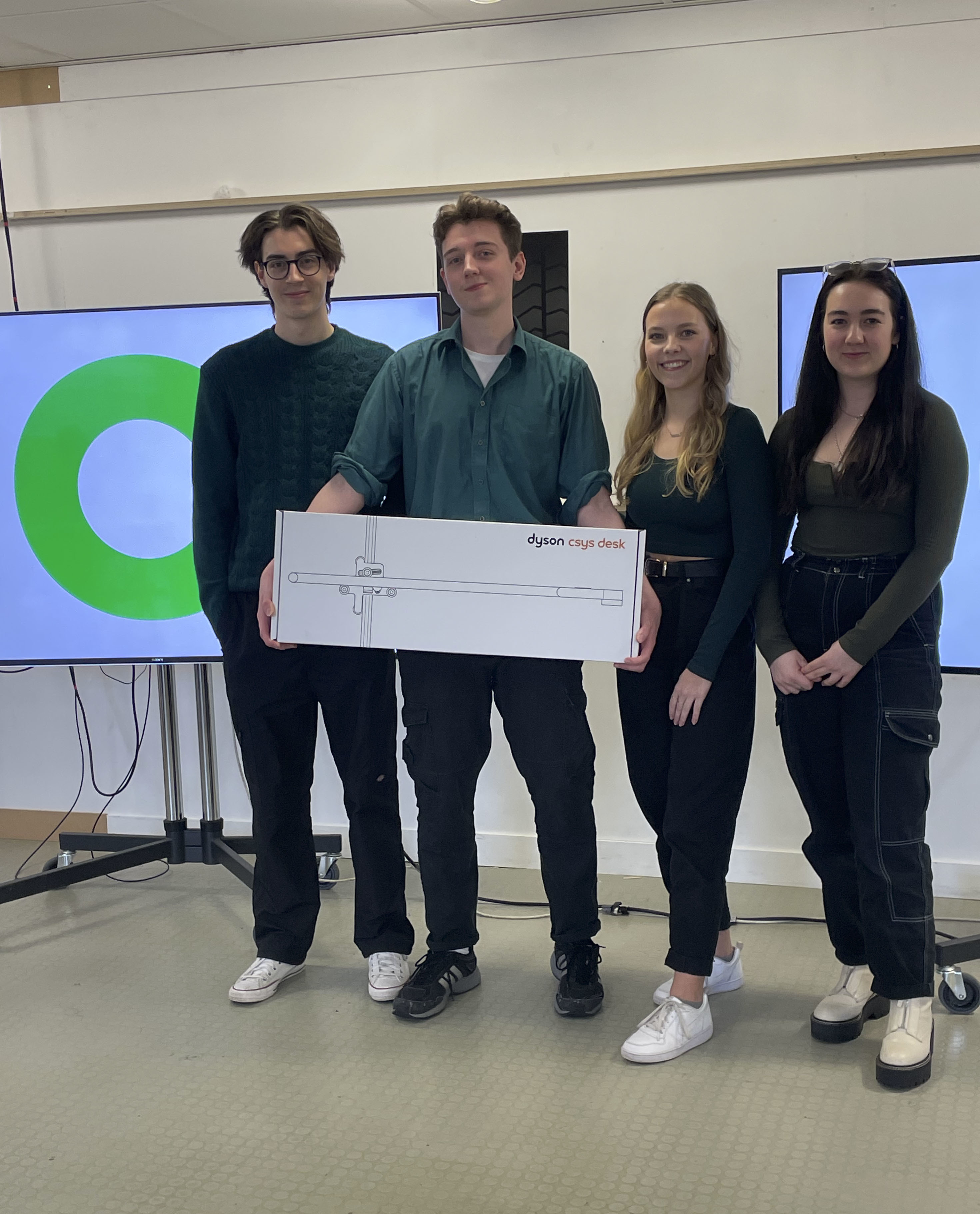 A group of AUB students pose for a winner photo at the Tyre Collective Challenge.
