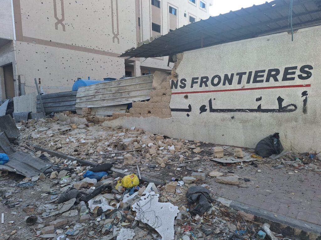 Damaged walls in the MSF office in Gaza City MSF 1024x768