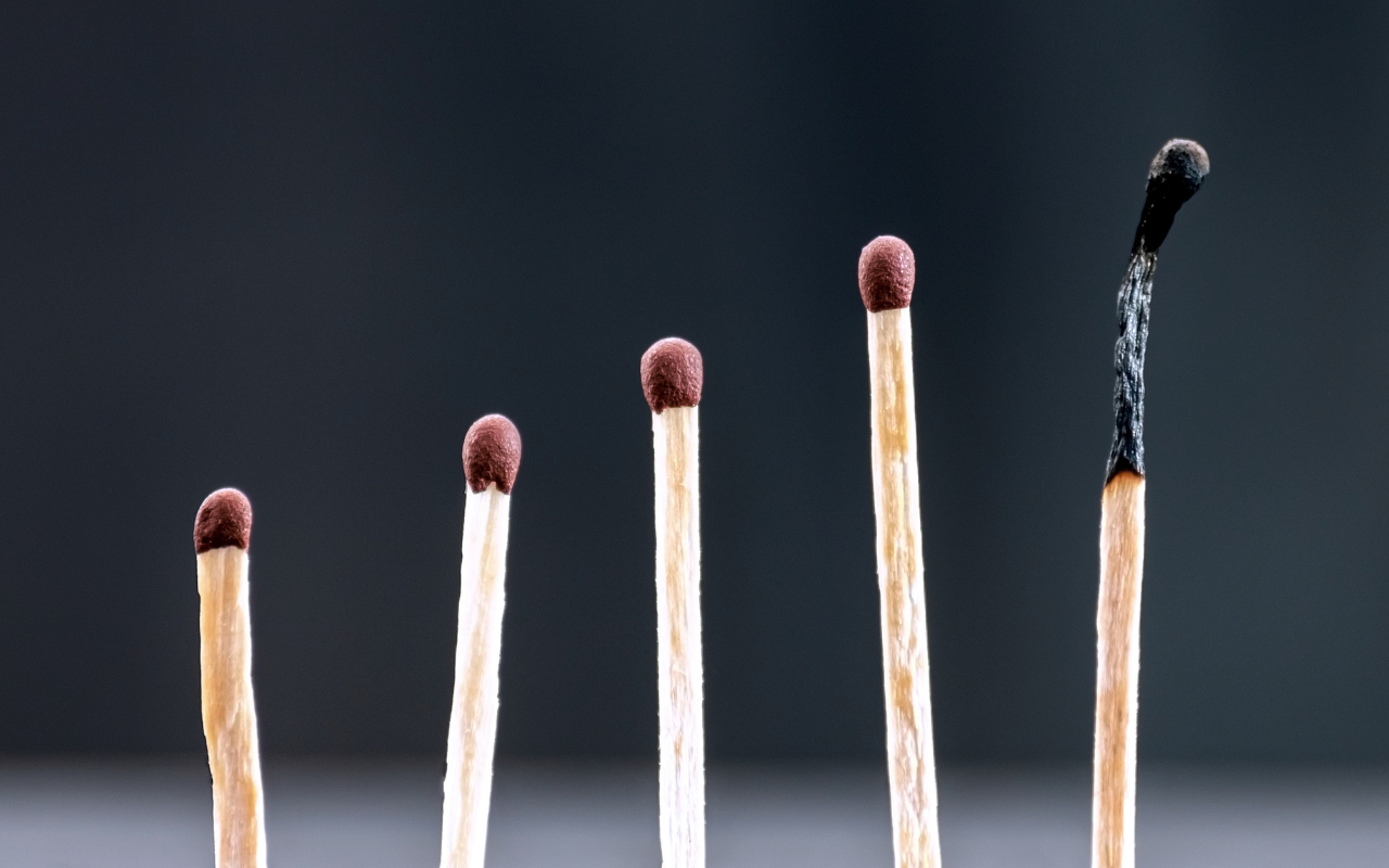 A burnt match symbolising doctor burnout