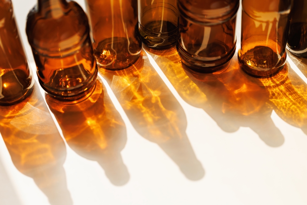 empty bottles of contaminated alcohol