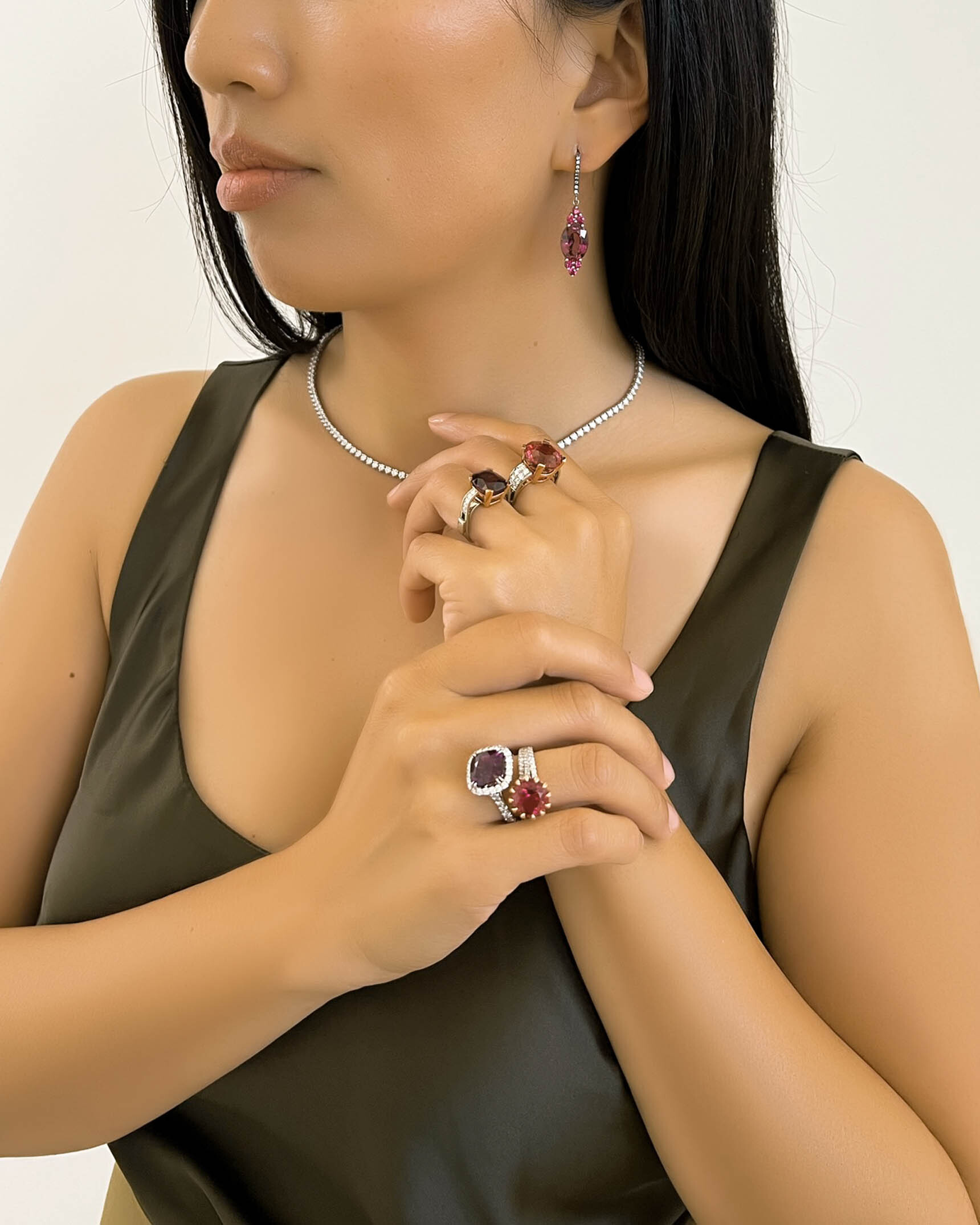 Pink and Purple Gemstone and Diamond Earrings_Necklace and Rings ECDKK03016 - NDOTK04854 - RCDTO00562 - RMD8U00612 - RMD7U02179 - RMD7U02151