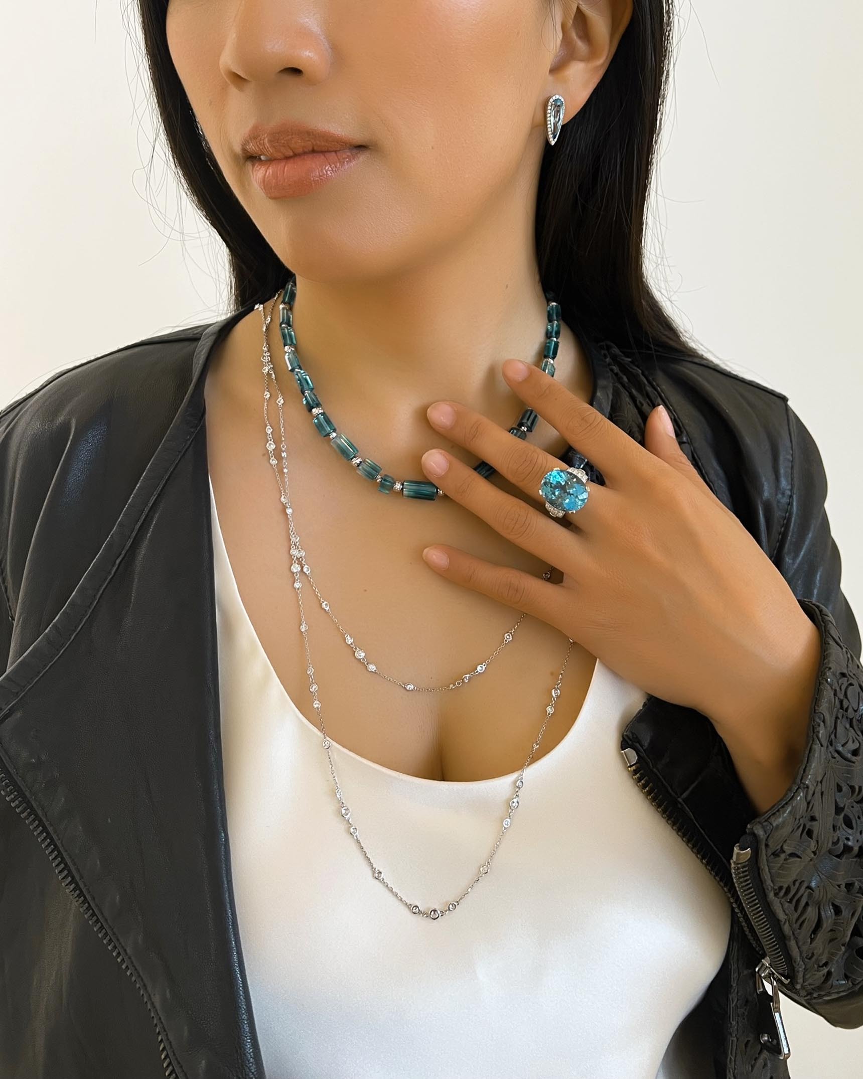 Aquamarine_Tourmaline and Diamond Earrings_Necklaces and Ring ECD5K03285 - NCOST05568 - NDOTK04818 - RMD7U00588