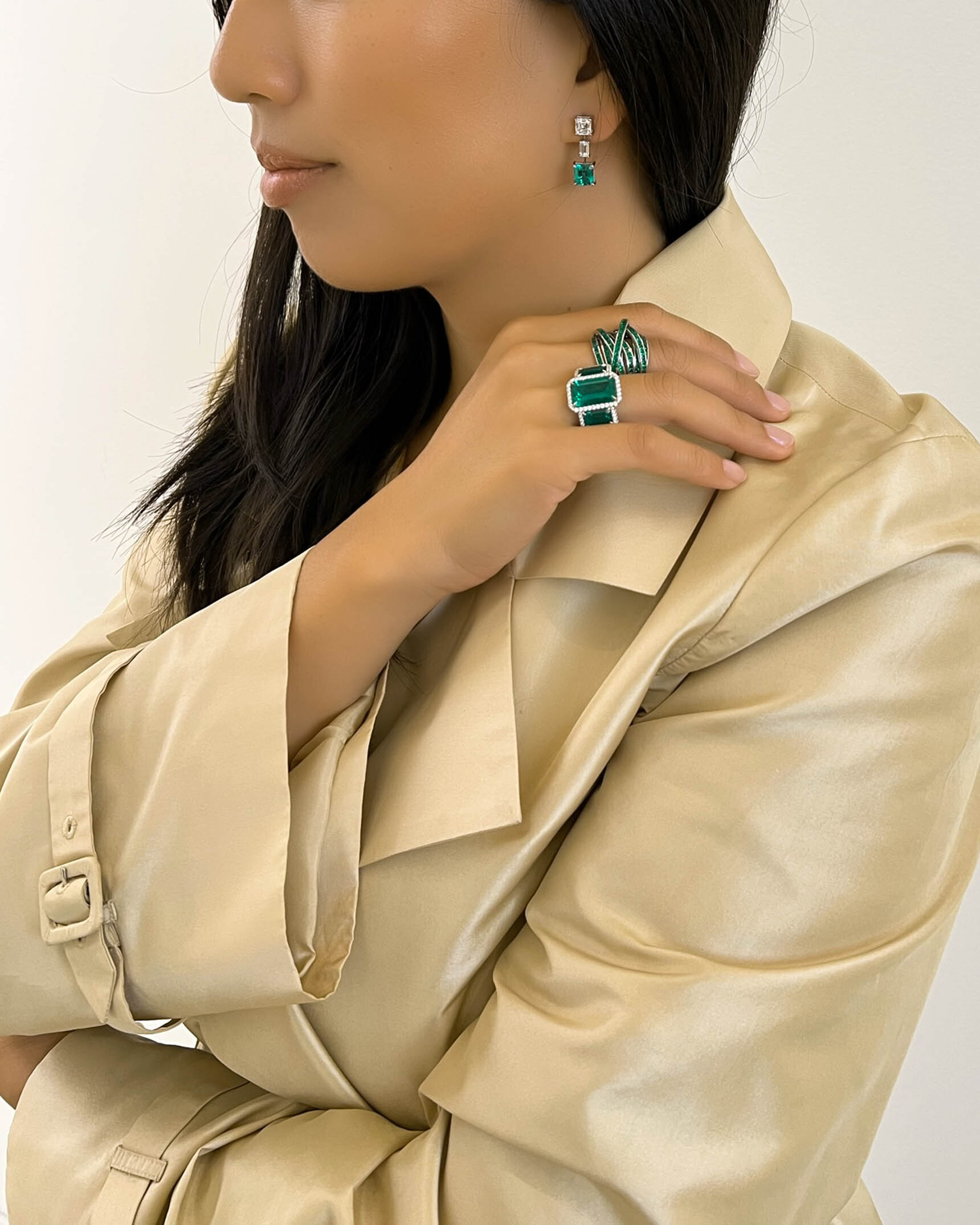 Emerald and Diamond Rings and Earrings RCDEM01438 - RCEM00133 - ECDKK03070