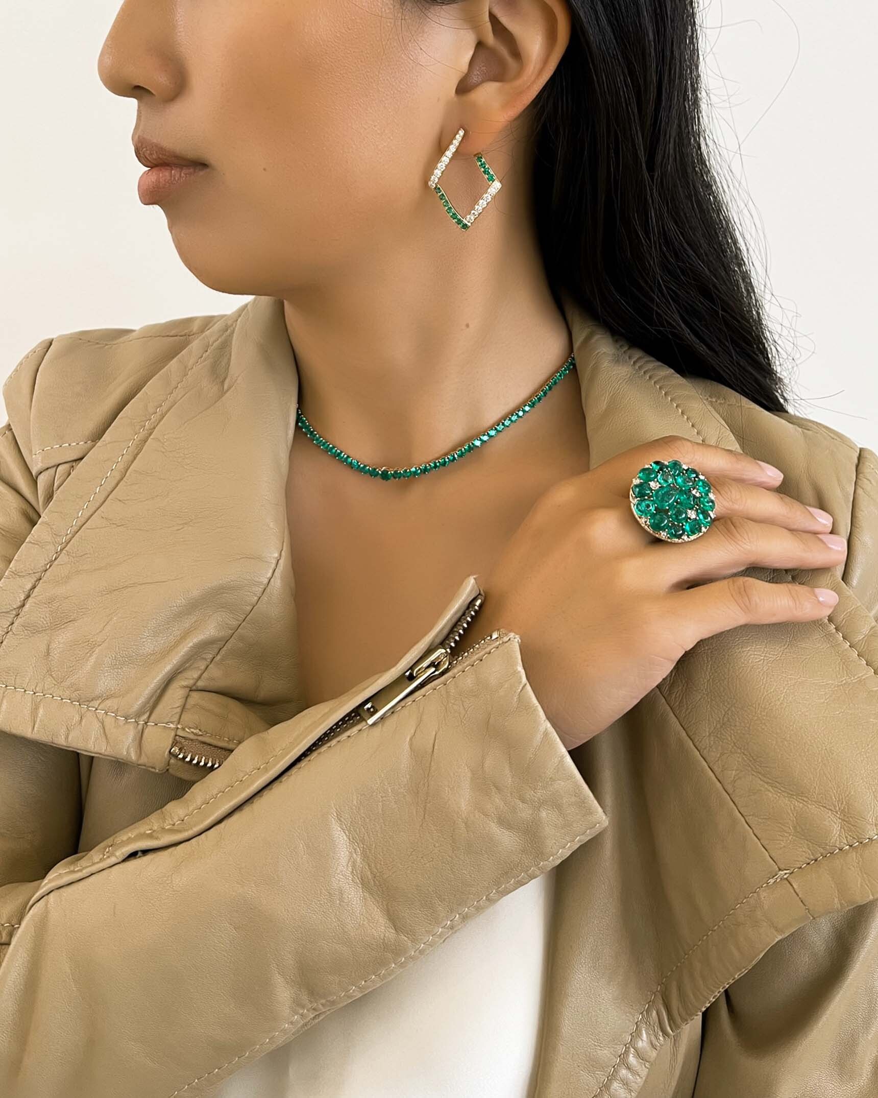 Emerald Necklace_Earrings and Ring NCOST05657 - ECDKK03169 - RCDEM01526