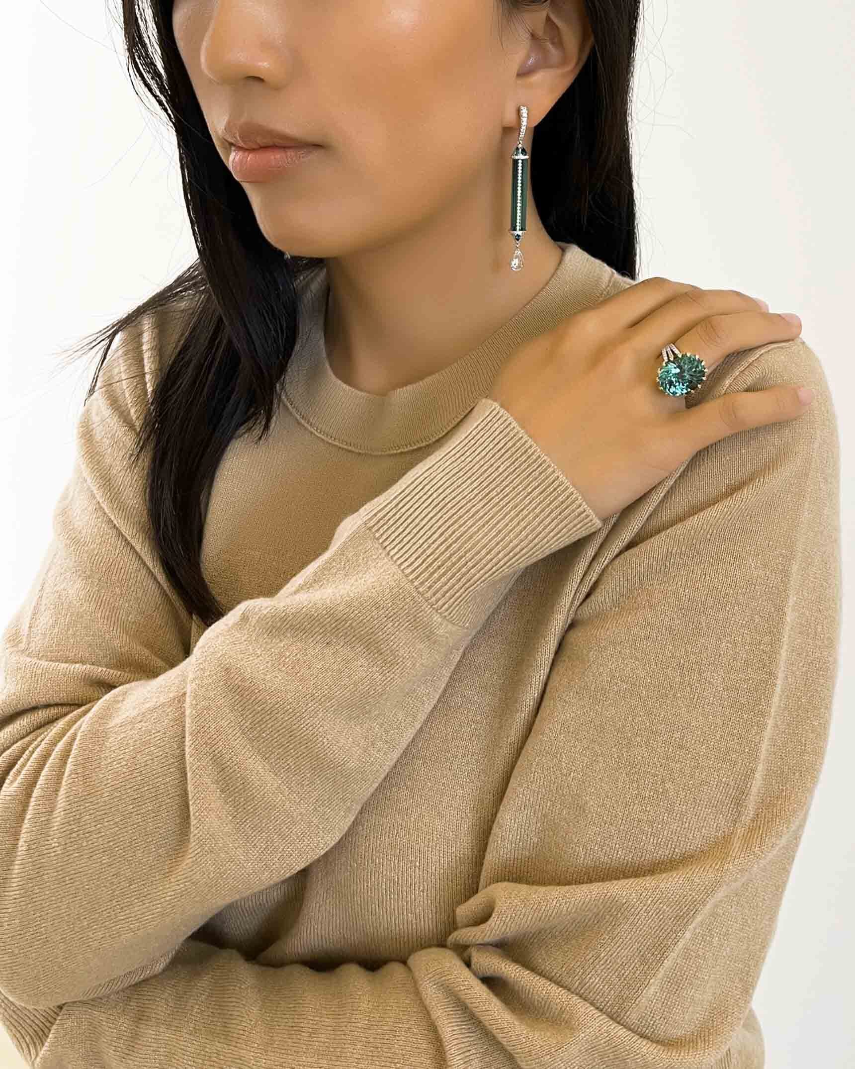 Tourmaline Earrings and Ring ECDKK01946 - RCDTO00471