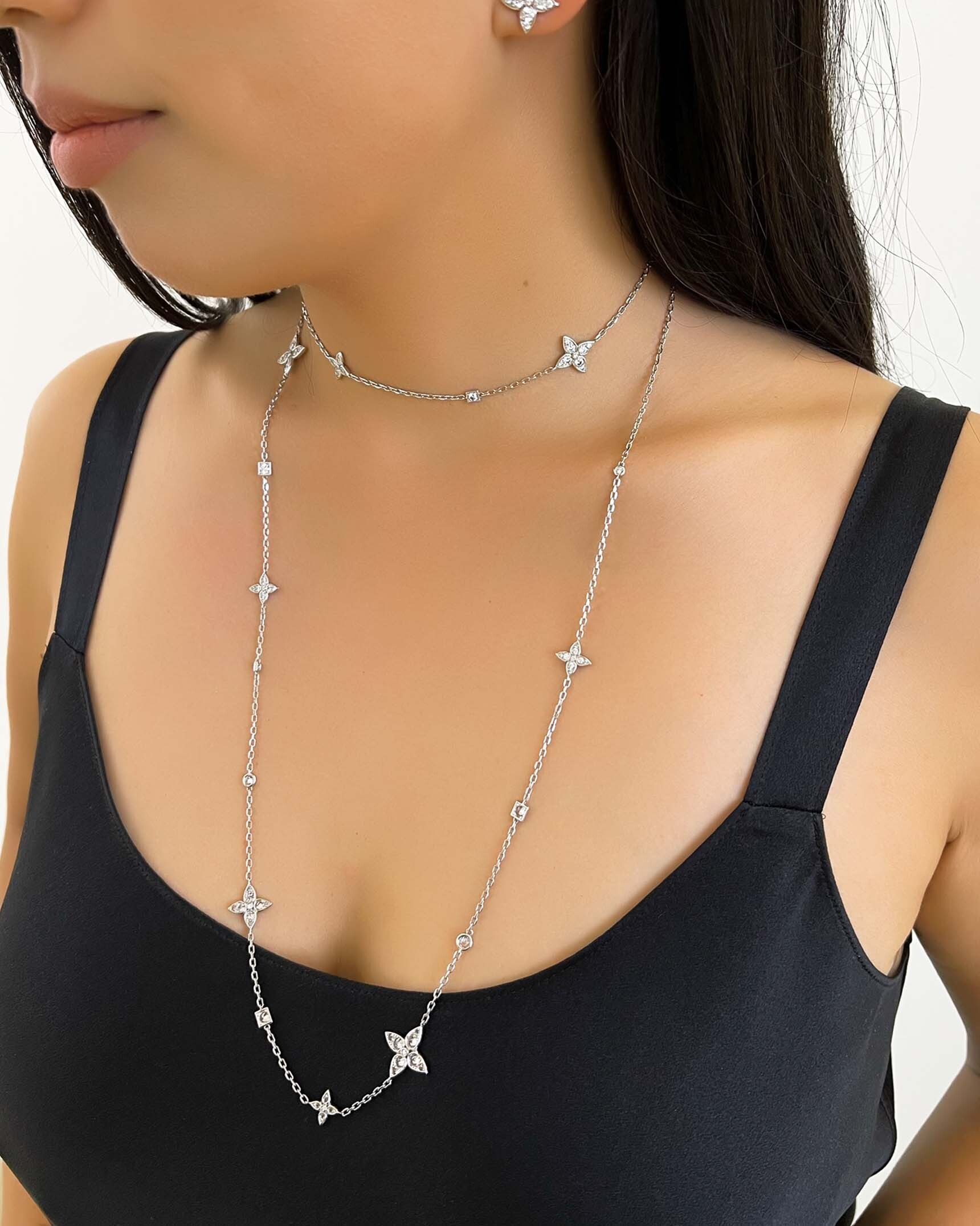White Gold and Diamond Stars Necklace NDOTK04462 XX