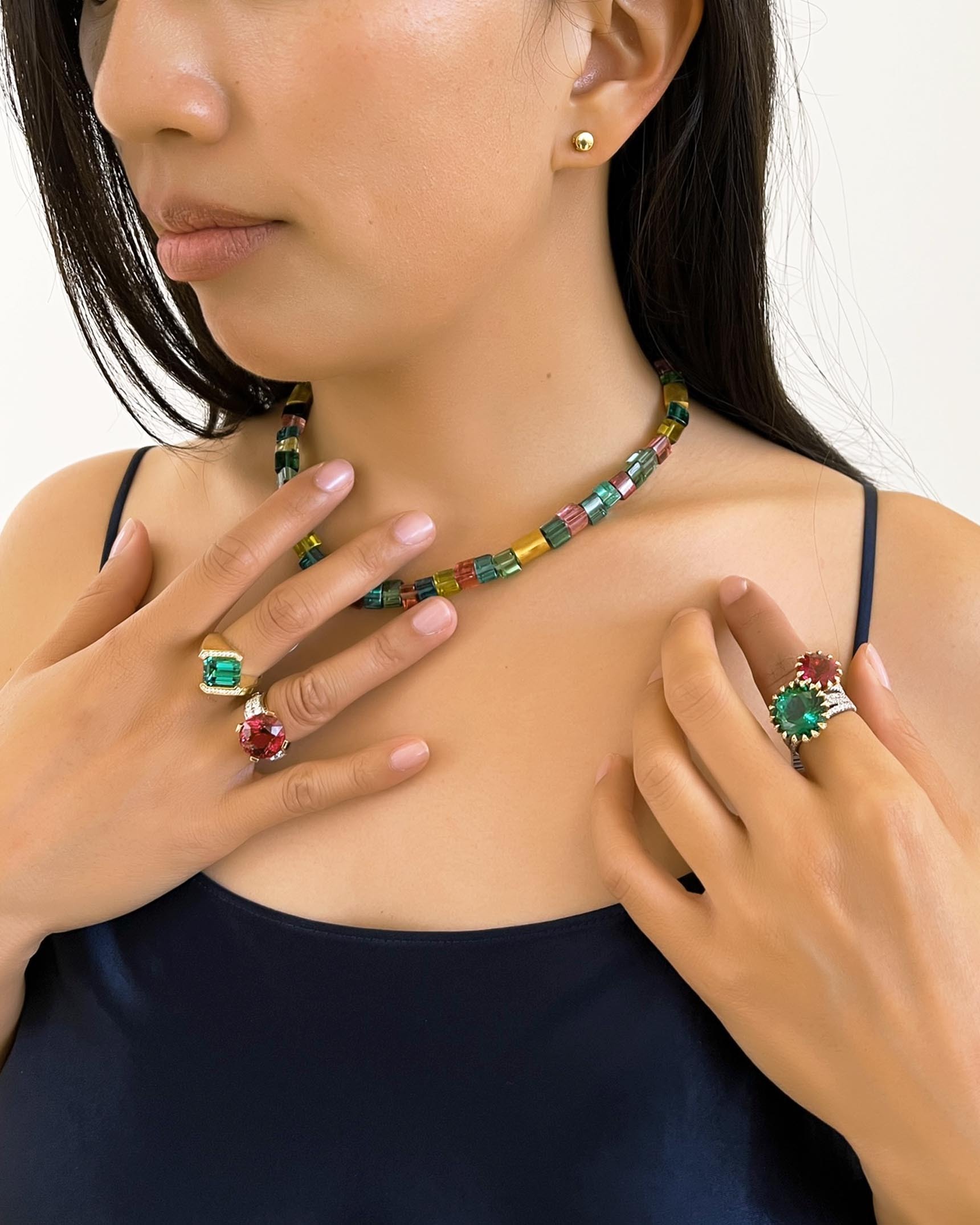 Multi-Colored Rings and Necklace RCDTO00661 - RCDTO00570 - RCDTO00562 - RMD7U02151 - NCOST05639 XX