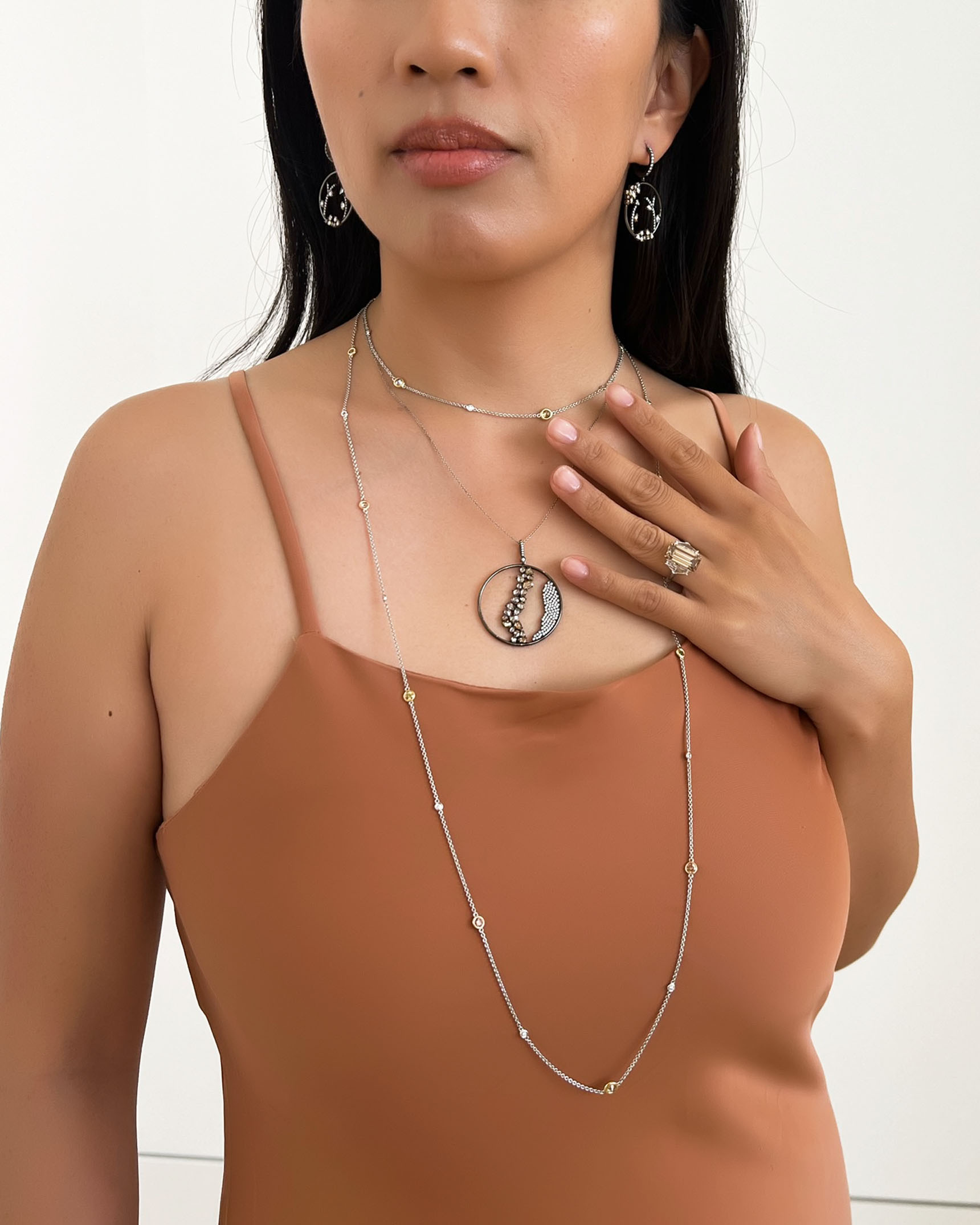 Colored and White Diamond Earrings_Necklaces and Ring EDFTK02918 - NDUTK02268 - NDOTK04836 - NDOTK04827 - RMD9U00299