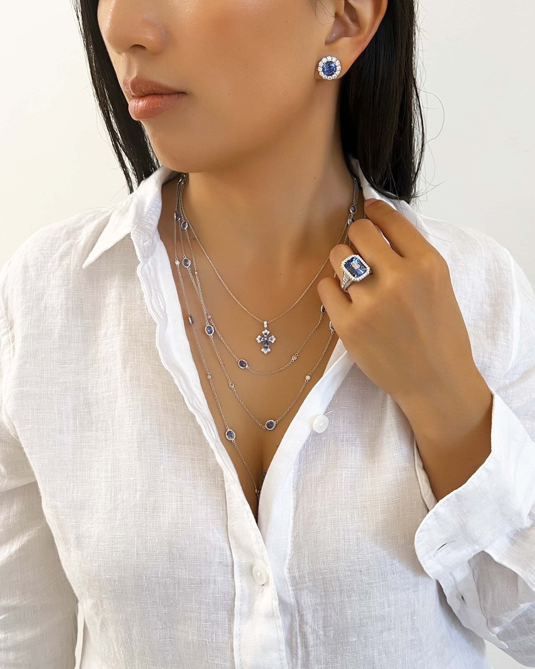 Blue Sapphire and Diamond Earrings_Necklaces and Ring ECDKK01599 - PNC5K03089 - NCOTK01553 - RCDSA03089
