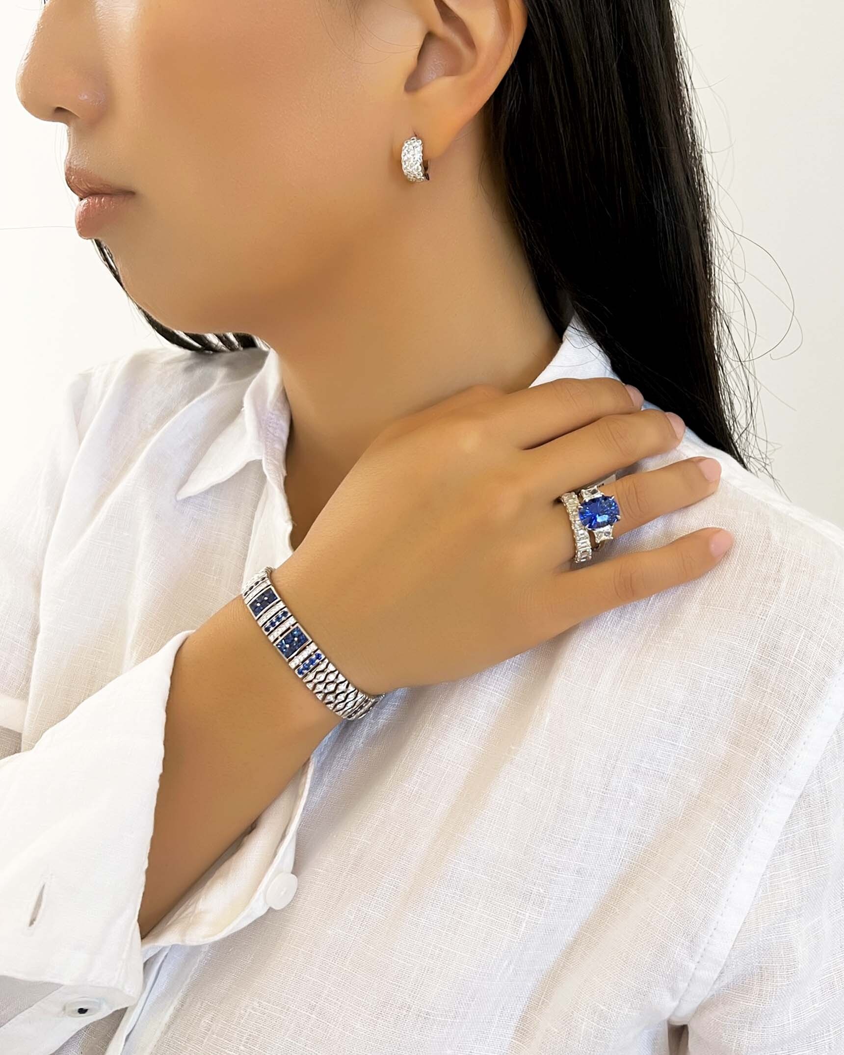 Blue Sapphire and Diamond Earrings_Bracelet and Rings EDFKK03873 - BCDKK02650 - RADPL09387 - RCDSA01946