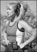Runner wearing ear phones