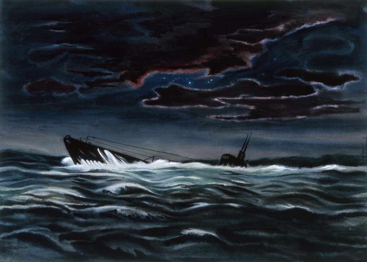 "Surface" by Georges Schreiber, painted for Abbott Laboratories during WWII. From the Naval History and Heritage Command Collection.