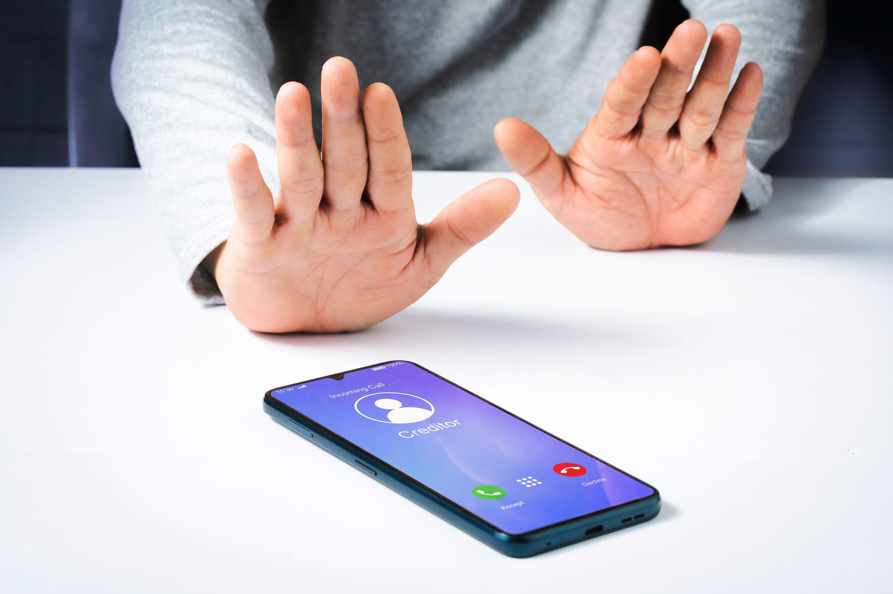Debtor refuses to accept call from creditor on smartphone.