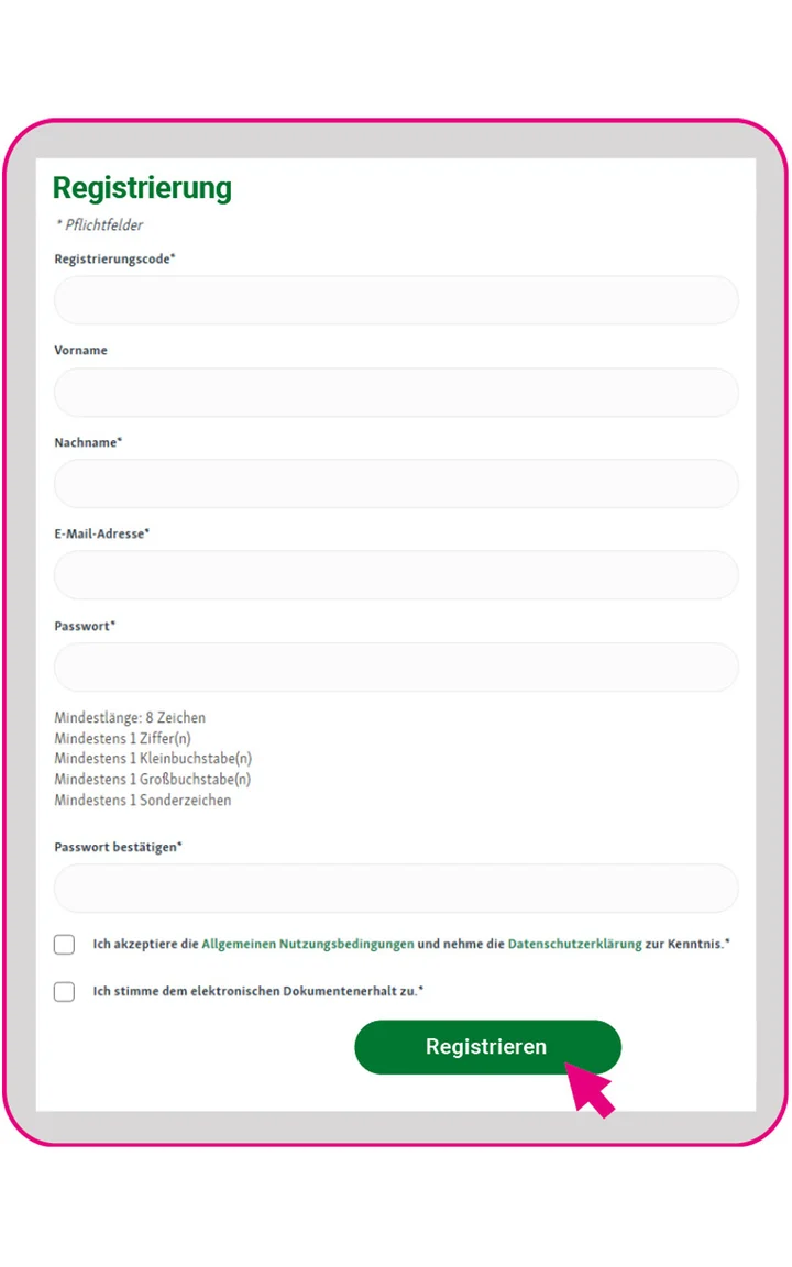 Schritt 2 Registrierung Schritt 2 Registrierung