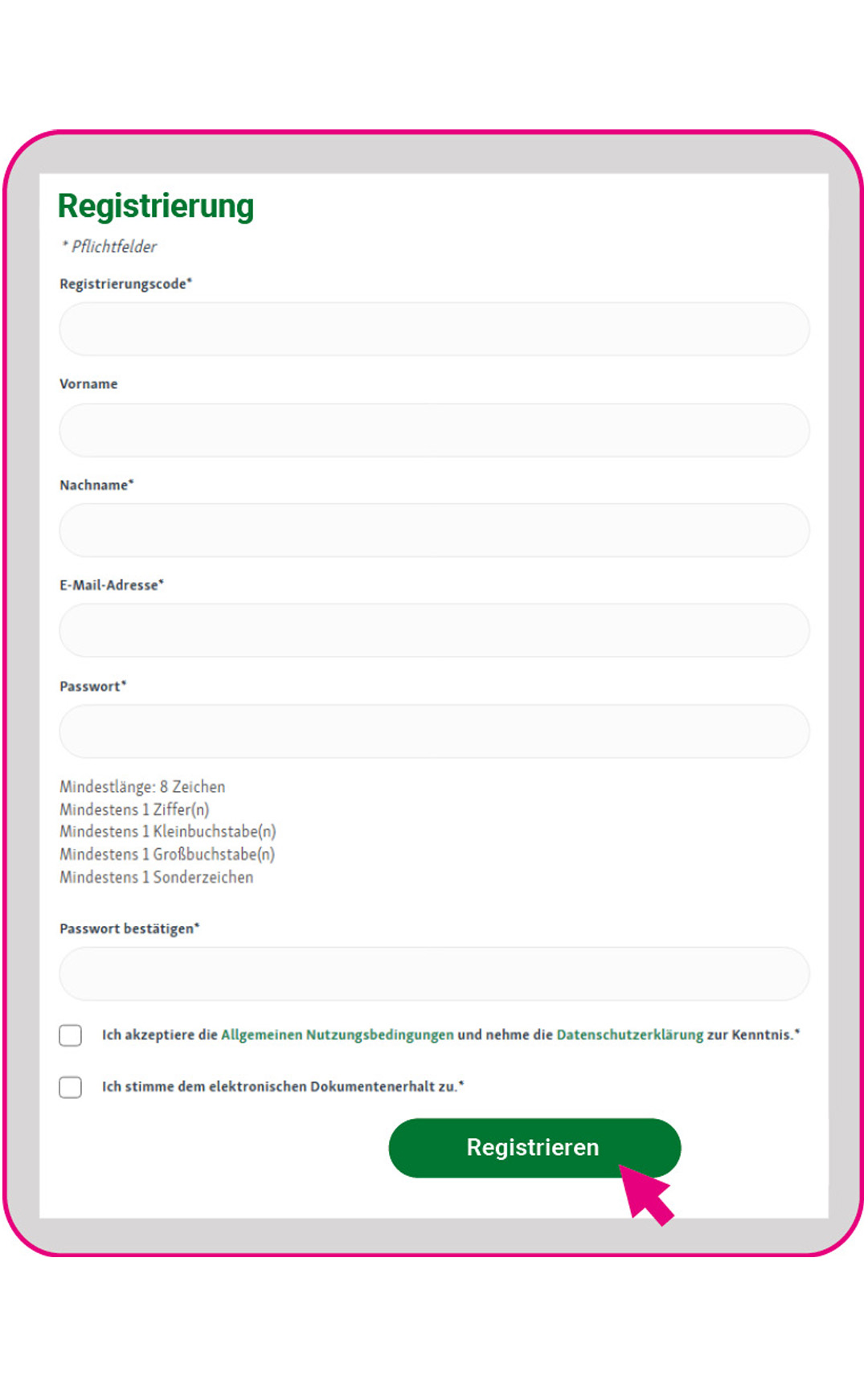 Schritt 2 Registrierung
