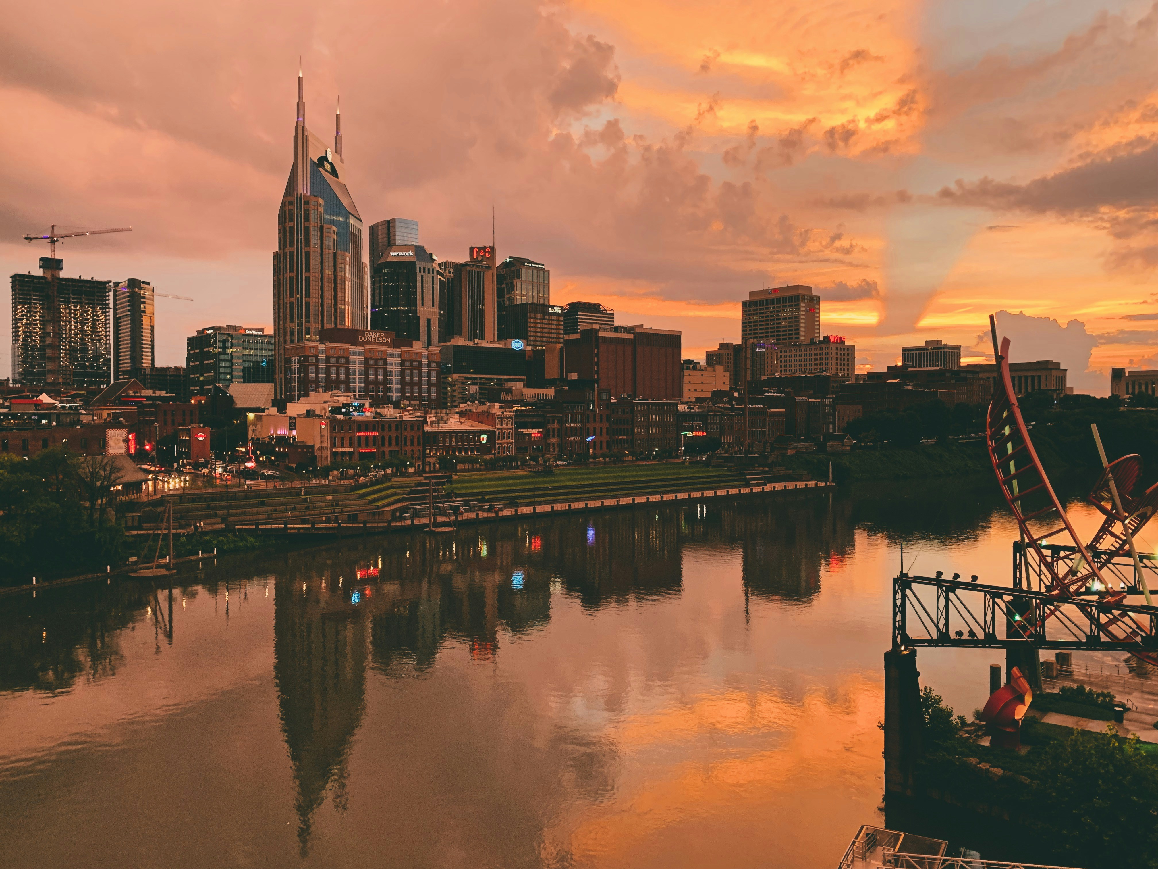 Nashville skyline zonsondergang