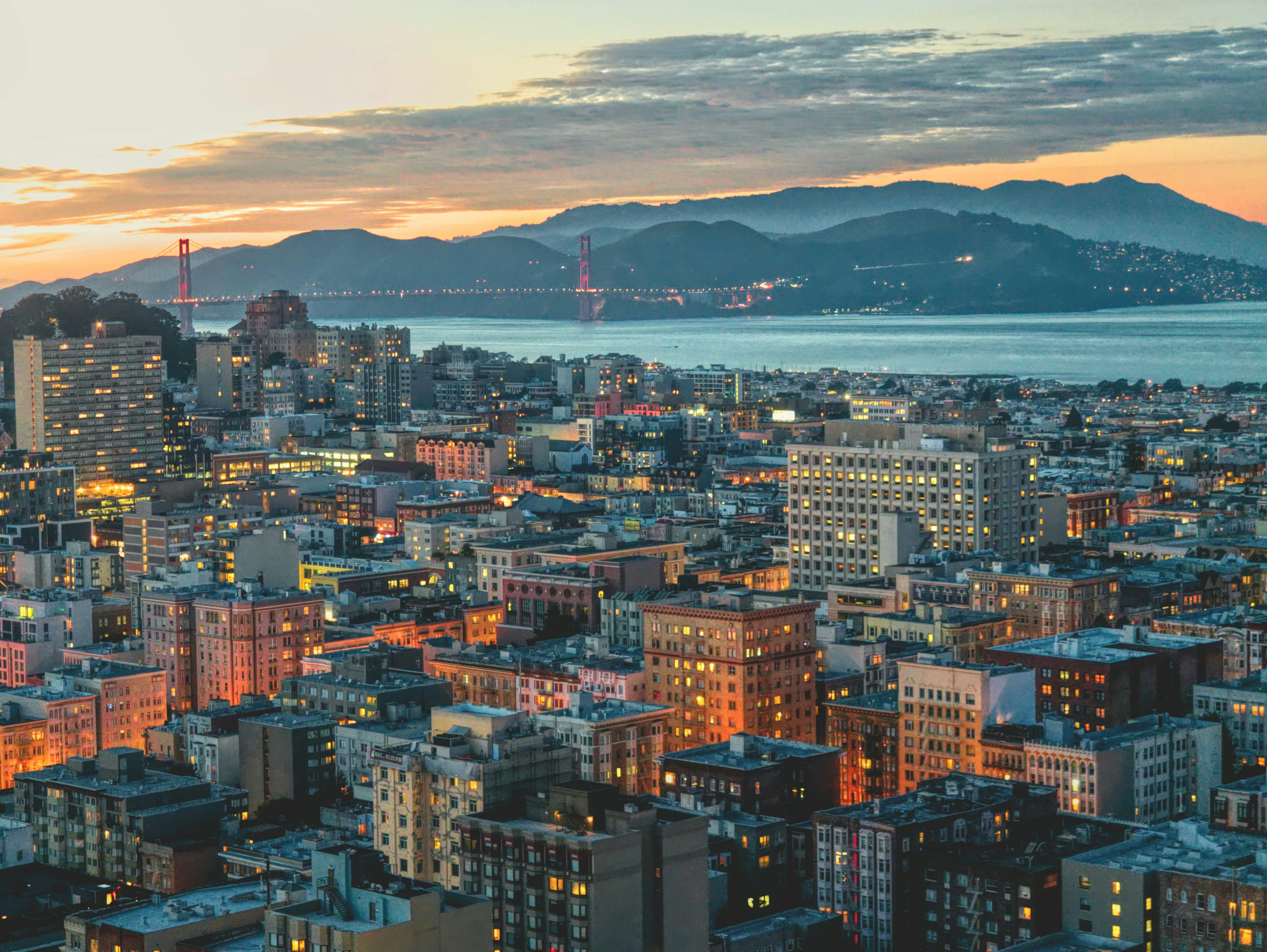 San francisco downtown golden gate bridge nacht