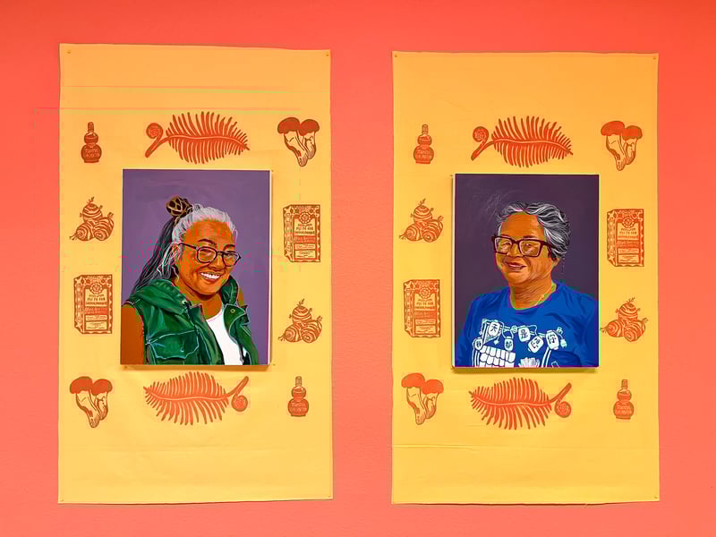 Hello Auntie Exhibit 04 5 Karen Sakada and Sue Kay portraits by Mon and Jae