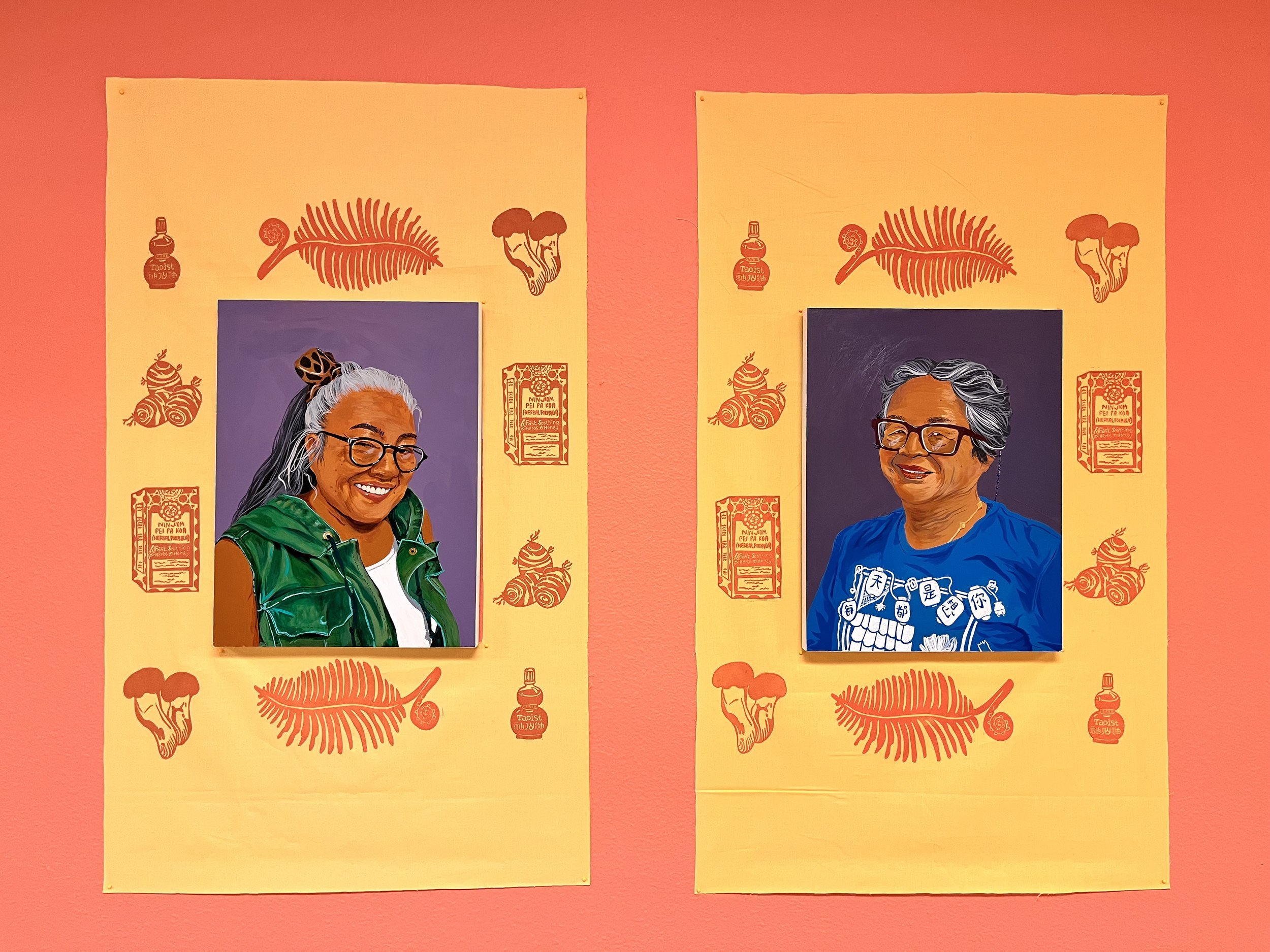 Hello Auntie Exhibit 04 5 Karen Sakada and Sue Kay portraits by Mon and Jae