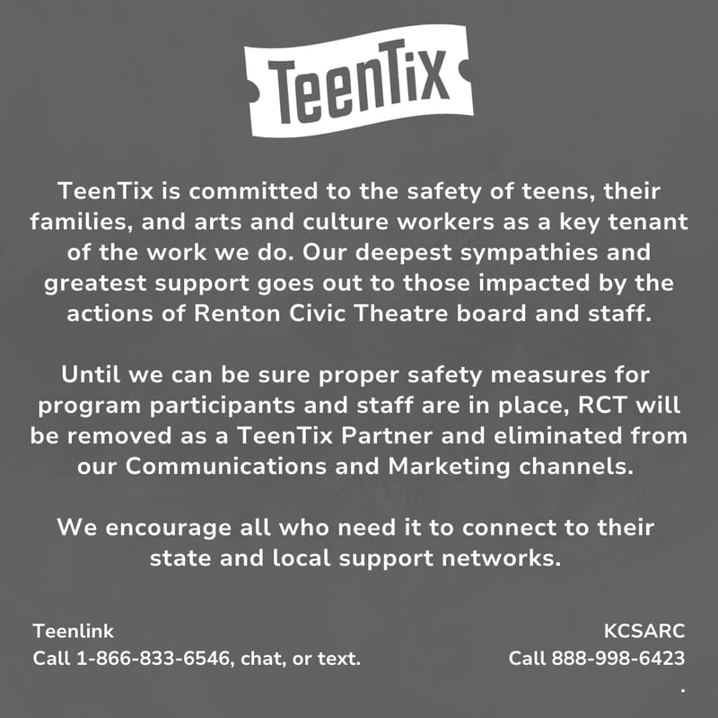 Teen Tix RTC Statement