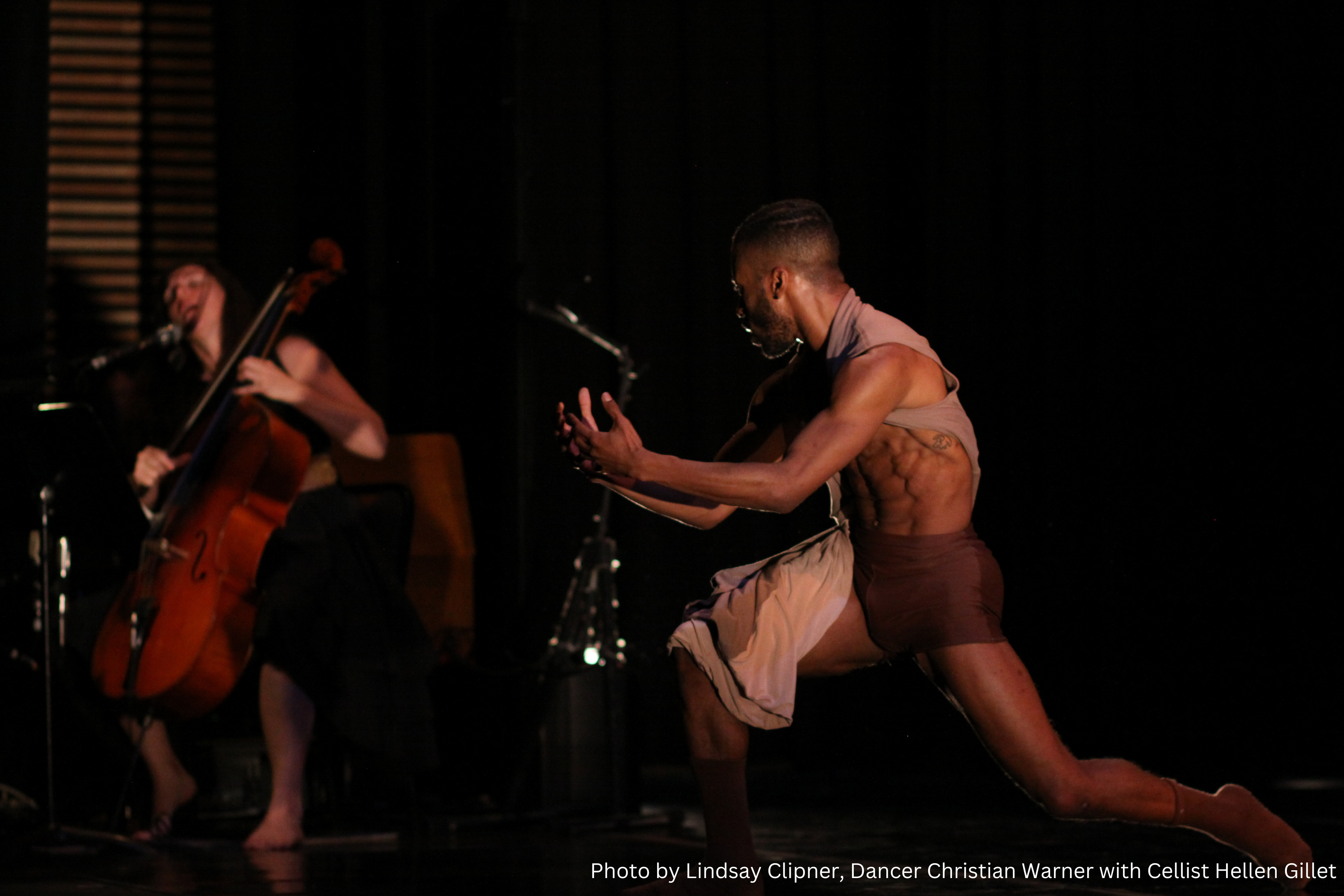 Photo by Lindsay Clipner Dancer Christian Warner with Cellist Hellen Gillet