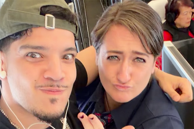 Bou samples flight attendant then brings her out at Las Vegas set following passenger altercation