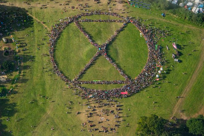 Extinction Rebellion and Greenpeace staged a climate change protest at Glastonbury