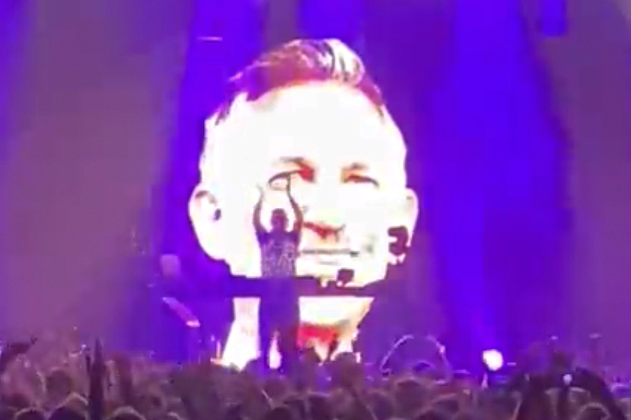 Fatboy Slim applauds Gary Lineker during set in Manchester