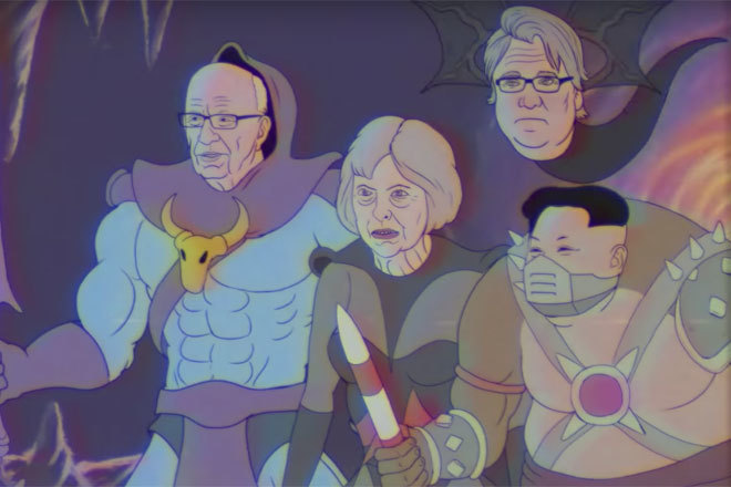 Moby's new video features a robot Donald Trump and an evil Theresa May