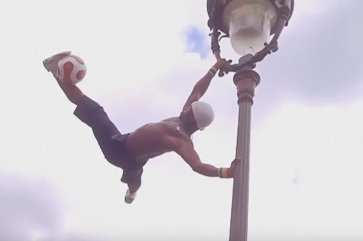TRP pairs an unreleased tune with the video of a gravity-defying street performer
