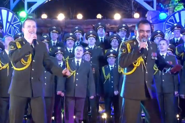 Russian police choir sing 'Get Lucky' at winter olympics opening ceremony