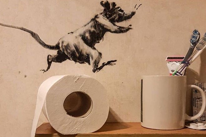 Banksy has turned his bathroom into an artwork during self-isolation