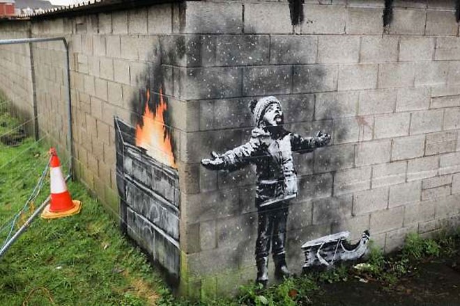 Unexpected Banksy on garage wall sold for a six figure sum