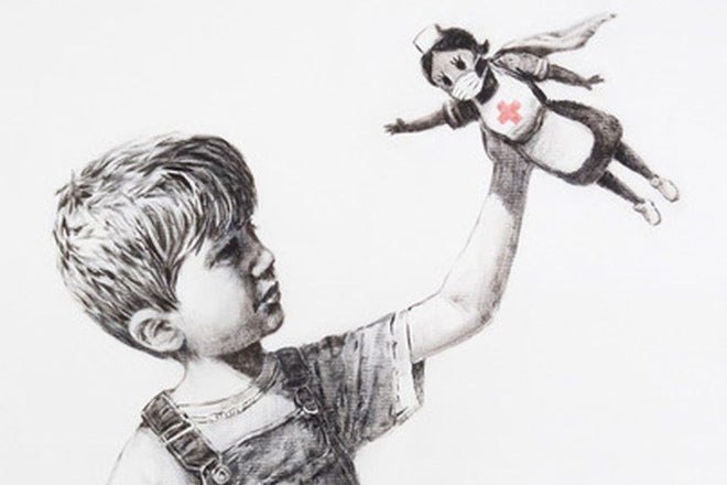 Record-breaking Banksy 'NHS superhero' painting sold for £16.7m with proceeds going to charity