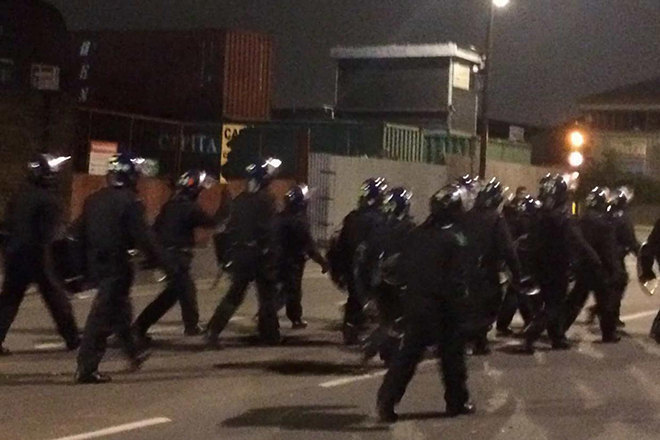 Ravers and police clashed at an illegal warehouse party in Barking