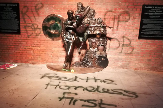 David Bowie statue vandalized less than 48 hours after its unveiling
