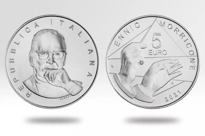 Ennio Morricone has been commemorated with a new €5 coin