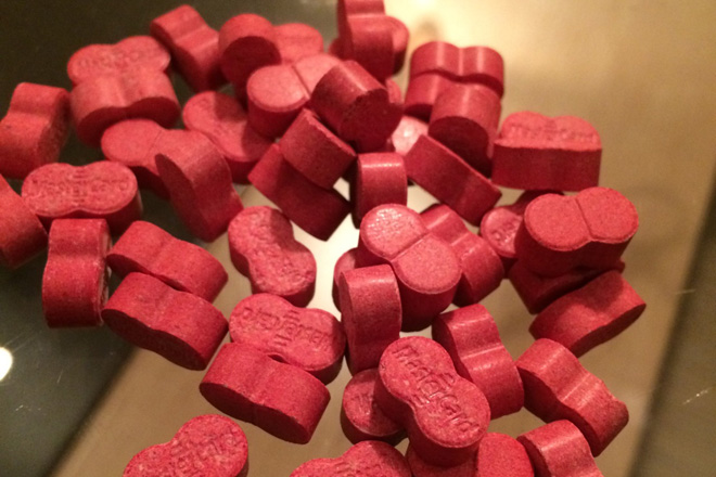 Police are warning people about pink 'Mastercard' ecstasy pills