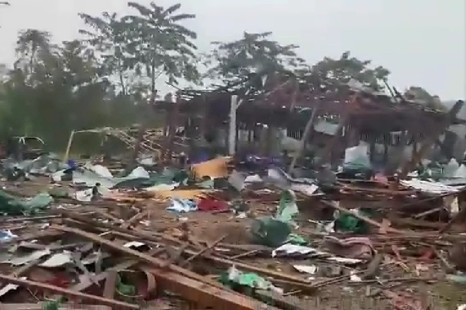 At least 60 killed in military air strike at music festival in Myanmar